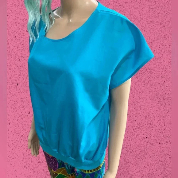 Vintage R&J sky blue oversized baggy 80’s Lightweight Short Sleeved Top Large - Picture 3 of 5